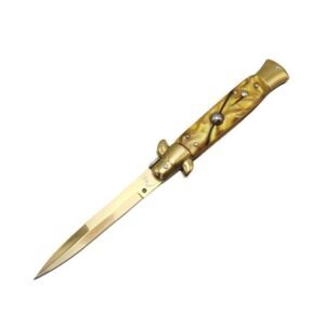 8.75 Inch Italian Stiletto Knife - Gold Finish
